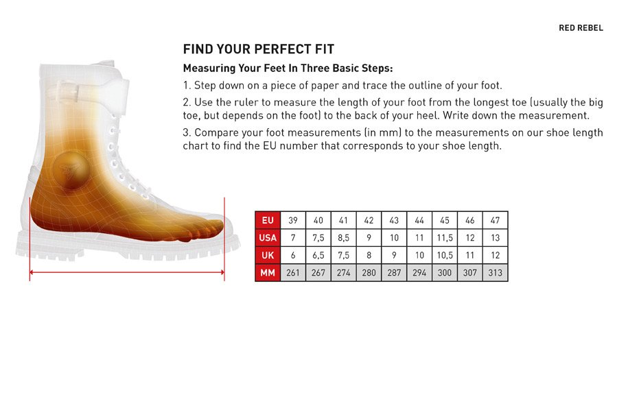 Stylmartin Red Rebel - Size Chart