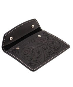 70's Document Holder Wallet Black Engraved Open