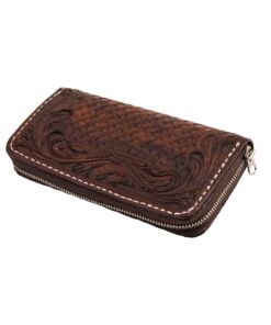 70's Long Engraved Black Woman Wallet - Brown