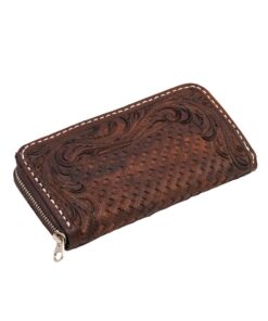 70's Long Engraved Black Woman Wallet - Brown Down