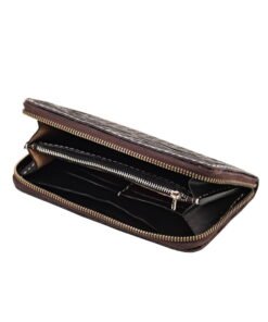 70's Wallet Long Engraved Black Woman - Black Open