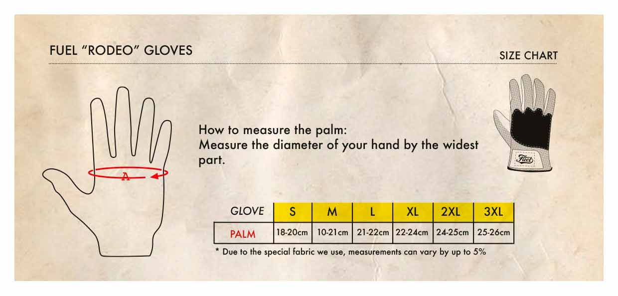 Fuel Rodeo Glove - Size Chart