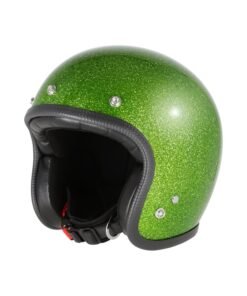 Open face- helmet- 70s helmets- acid- green- front