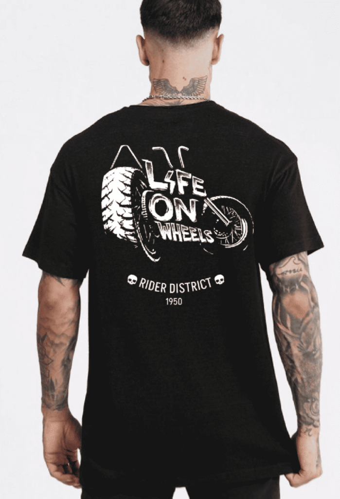 Biker T-shirt life on wheels back